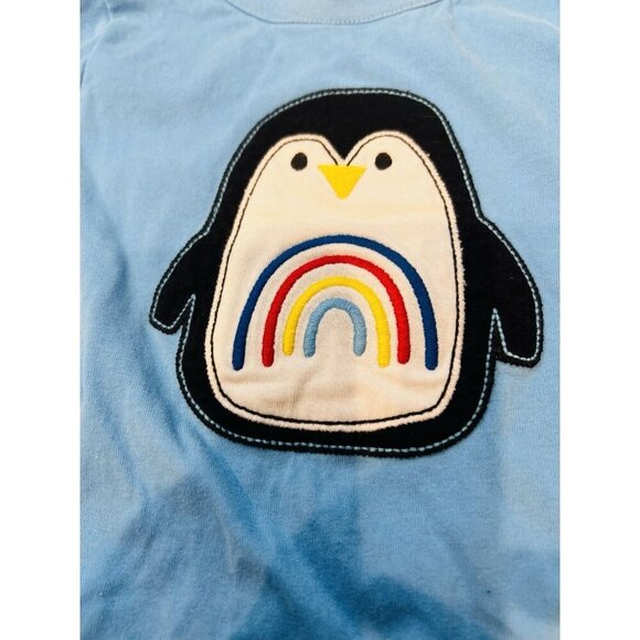 Hanna Andersson Appy Tee Size 3T Unisex Blue Penguin Rainbow Long Sleeves - Picture 2 of 5